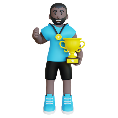 El atleta ganó la competencia.  3D Illustration