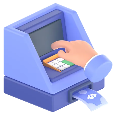 Take Money Through ATM Machine 3D Icon