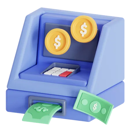 ATM Machine Pull Money 3D Icon