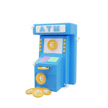 3 D Atm Machine Euro Coin Icon Object Illustration 3D Icon
