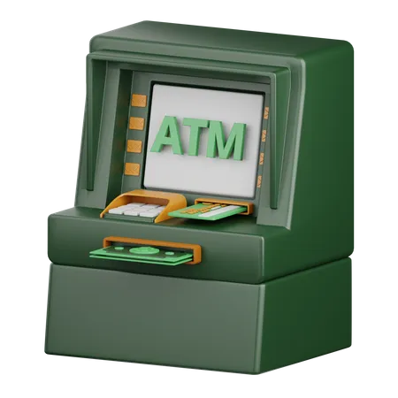3 D Rendering Atm Machine Isolated Useful For Banking Money Currency Finance And Business Design 3D Icon