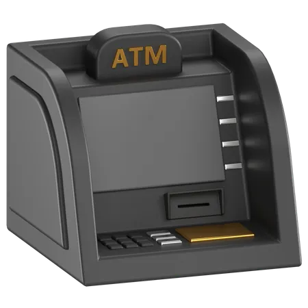 3 D Icon Of A Black ATM Machine 3D Icon