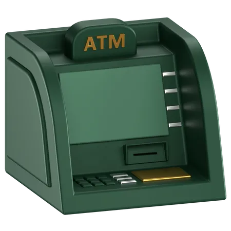 3 D Icon Of A Green ATM Machine 3D Icon