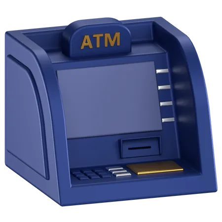 3 D Icon Of A Blue ATM Machine 3D Icon