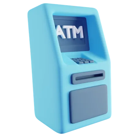 3 D Ilustration Of ATM Mechine With Blue Color 3D Icon