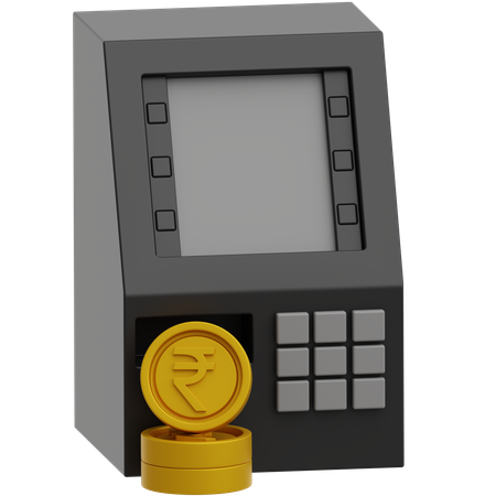 루피 동전이 나오는 ATM 기계  3D Icon