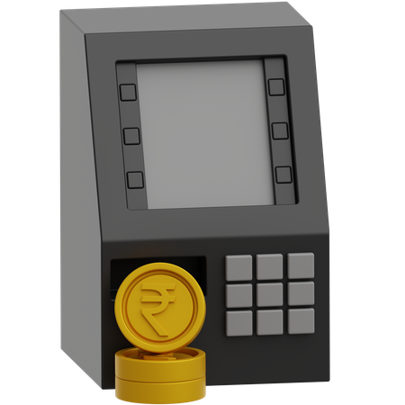 ATM Machine with Rupee Coins Coming Out  3D Icon