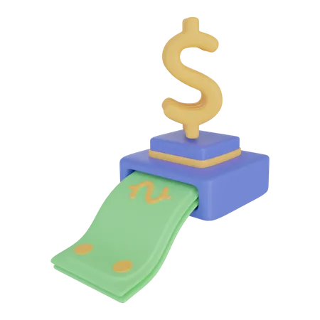 Auszahlung am Geldautomaten  3D Illustration