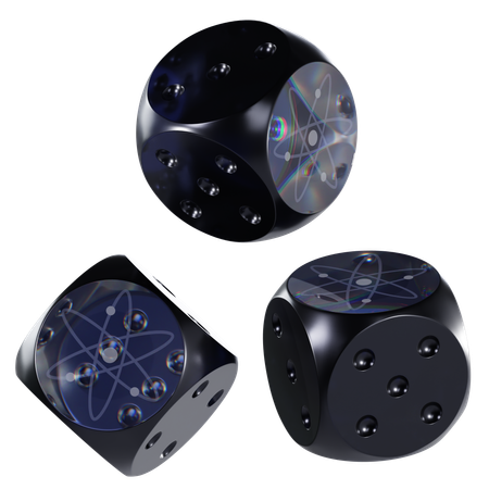 Atom Glass Dice Crypto  3D Icon