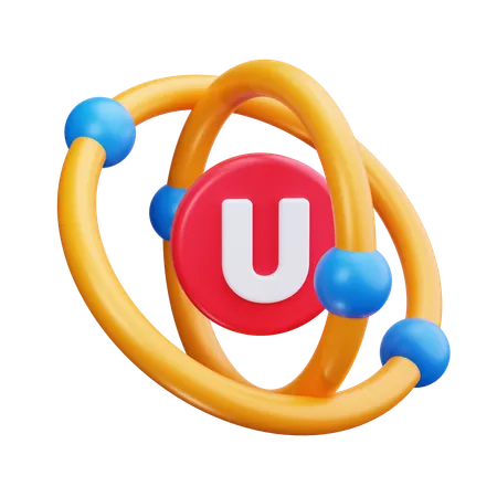 Atome d'uranium  3D Icon