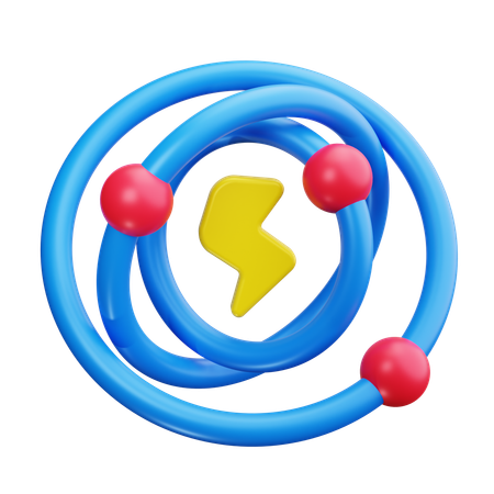 Atom, Energie, Leistung, Technologie, Symbol, Molekül, Strom  3D Icon