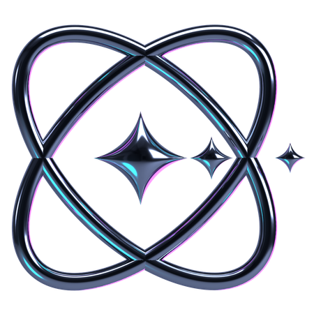 Atomic Orbit Star Icon  3D Icon