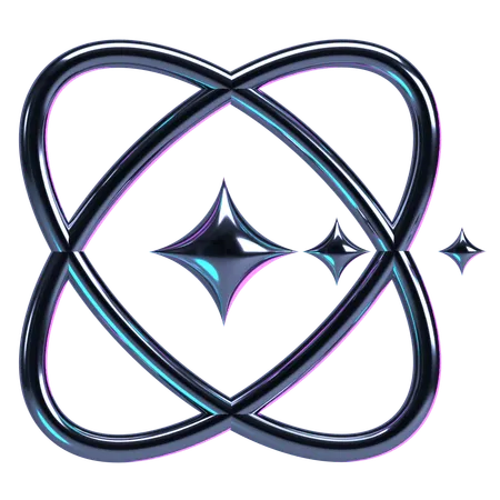 Atomic Orbit Star Icon  3D Icon