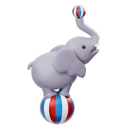 Elefante brincando com atração de bola  3D Icon