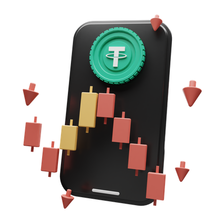 Application Tether Crypto  3D Illustration