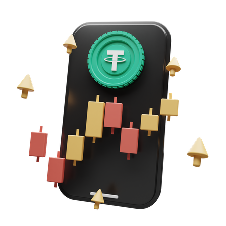 Application Tether Crypto  3D Illustration