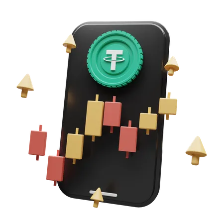 Application Tether Crypto  3D Illustration