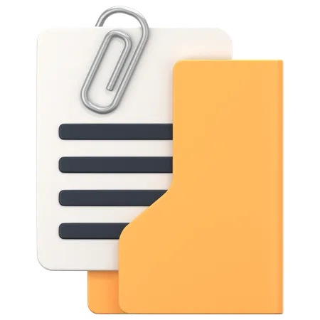 Attachment Folder With Paperclip Sign  3D Icon