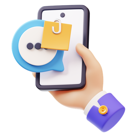 Attachment Message with Hand Holding Smartphone  3D Icon