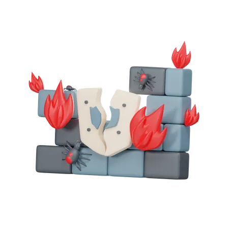 Attacked Firewall 3D Icon