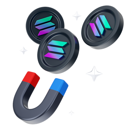 Attract Solana Coin  3D Icon