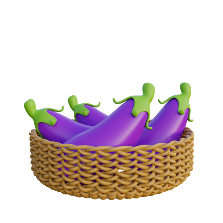 Panier tressé en aubergine  3D Icon