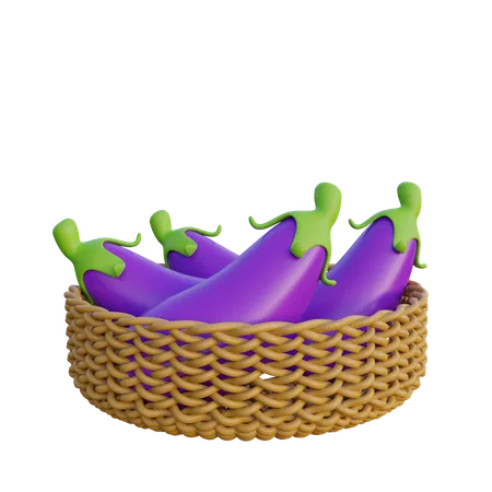 Panier tressé en aubergine  3D Icon