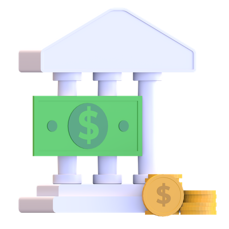 Auction house with dollar and cent money  3D Illustration