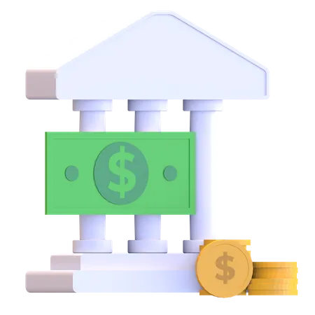 Auction house with dollar and cent money  3D Illustration