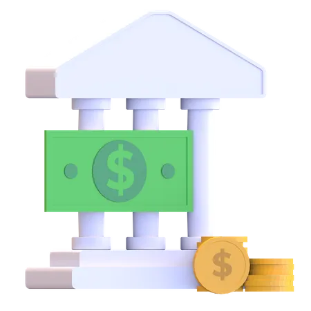 Auction House With Dollar And Cent Money Icon 3 D Rendered Illustration 3D Illustration
