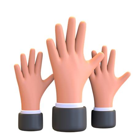 Auction offer hands up  3D Illustration