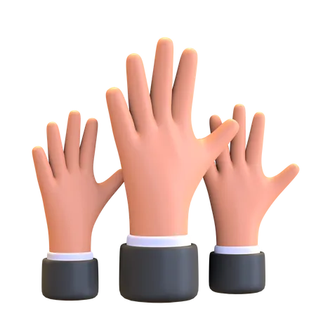 Auction offer hands up  3D Illustration