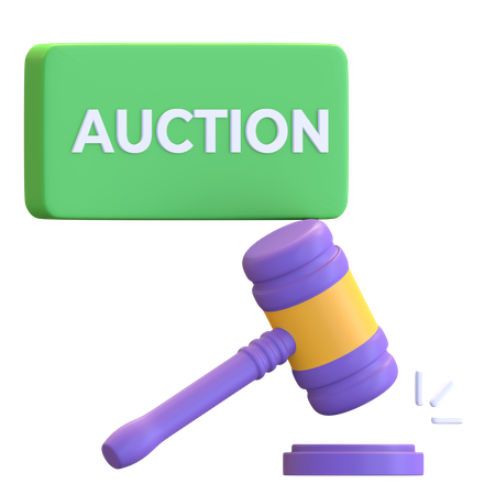 Auction with wooden gavel  3D Illustration