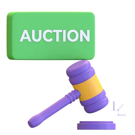 Auction with wooden gavel  3D Illustration