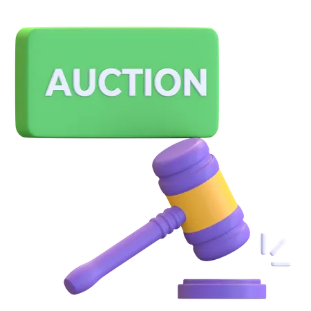 Auction with wooden gavel 3D Illustration
