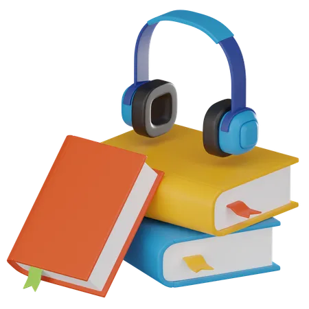 Knowledge Online And Headphones And Books Ideal For E Learning Enthusiasts Exploring The Fusion Of Technology And Literature 3 D Render Illustration 3D Icon