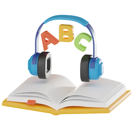 Knowledge Online And Headphones And Books Ideal For E Learning Enthusiasts Exploring The Fusion Of Technology And Literature 3 D Render Illustration 3D Icon