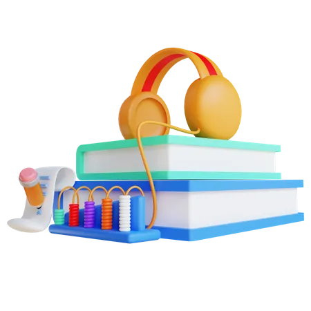 Audio Books  3D Illustration