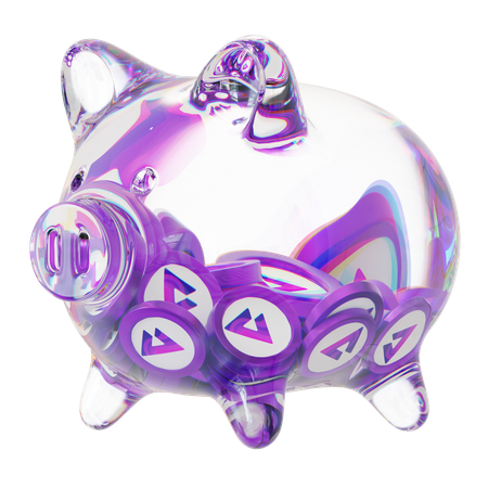 Audio Clear Glass Piggy Bank With Decreasing Piles Of Crypto Coins  3D Icon