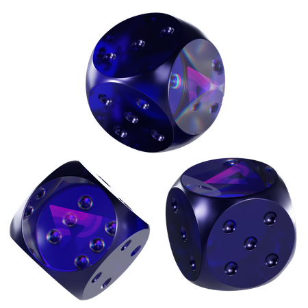 Audio Glass Dice Crypto  3D Icon