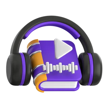 Audiolivro com botão Play  3D Icon