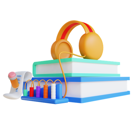 Livros de áudio  3D Illustration