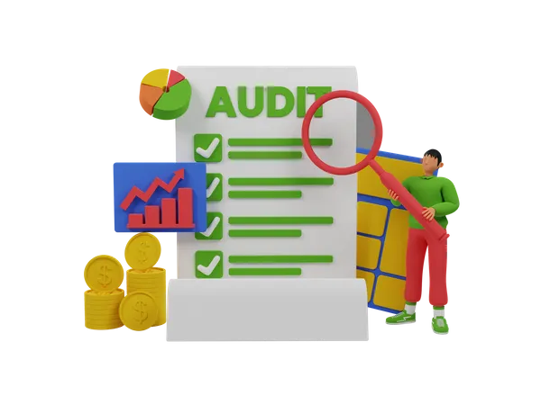 Auditoria financeira  3D Illustration