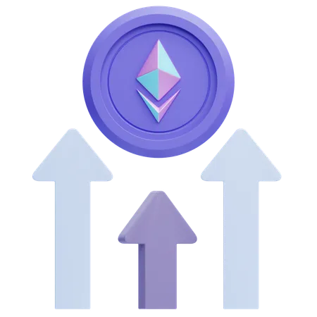 Augmentation du prix de l'Ethereum  3D Icon