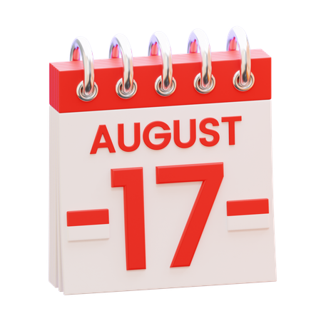 August 17 Calendar  3D Icon