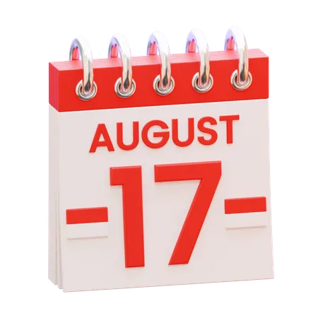 August 17 Calendar  3D Icon