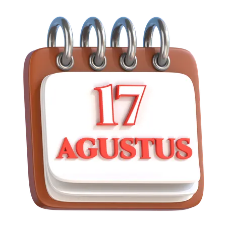 August 17 Calendar  3D Icon