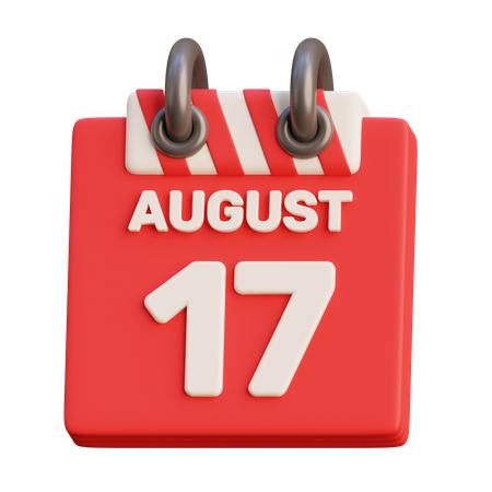 August 17th Calendar  3D Icon