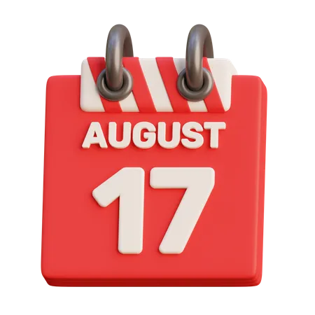 August 17th Calendar  3D Icon