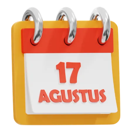 August 17th Calendar  3D Icon